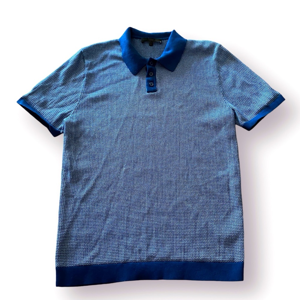Drykorn TRITON all cotton sheer knit polo shirt sz large riviera